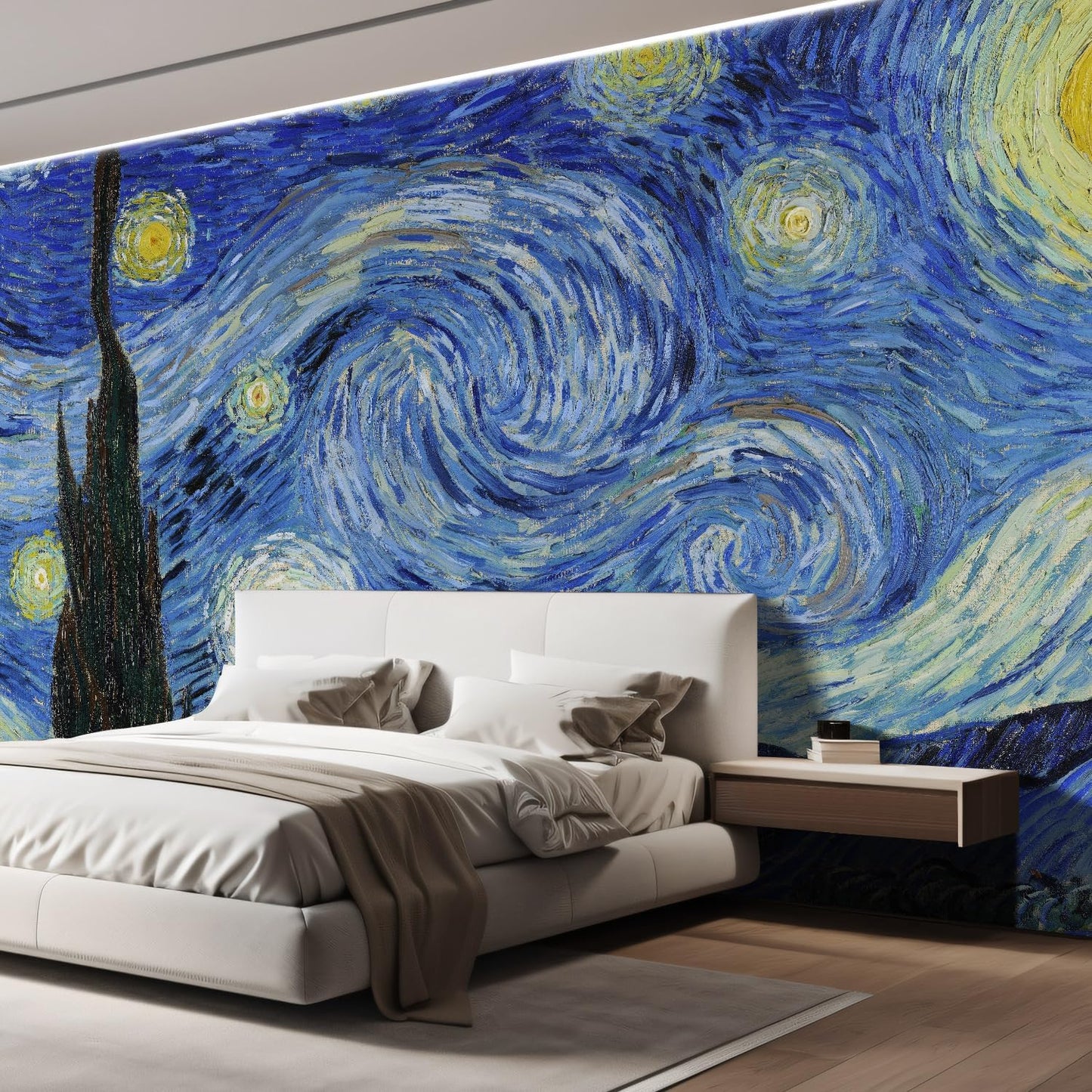 wall26 Starry Night by Vincent Van Gogh Dutch Impressionism 20th Century Artist Peel and Stick Large Wall Mural, Removable Wallpaper, Home Decor - 120x168 inches