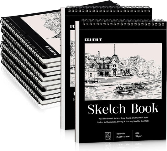 12 Pack Sketch Book, 8.5 x 11Inch Sketchbook, 68lb/100gsm Top Spiral Bound Sketch Pad, Acid Free Art Supplies Drawing Painting Sketching Paper for Teens Adults Artists (30 Sheets Each)