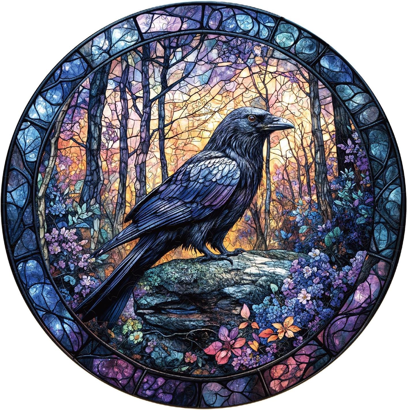 Wooden Puzzles for Adults, Wooden Jigsaw Puzzles, Exquisite Raven Puzzle, Gifts for Family or Friends for Any Holiday.（13.4 * 13.4 in 300pcs）