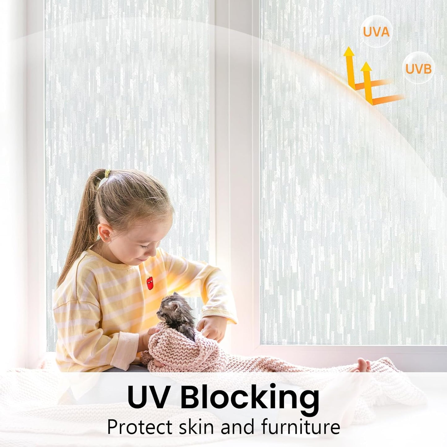 Haton Window Privacy Film, Frosted Glass Static Cling Sun Heat Blocking Window Clings, Frosting Opaque Coverings Stickers Tint for Home Office Door, Non Adhesive, White 23.6" x 118.1"