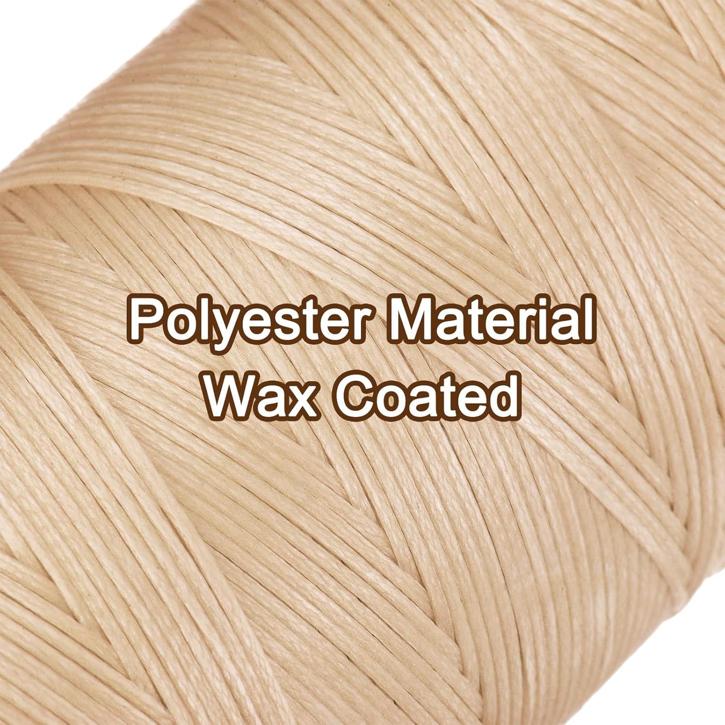 uxcell 150D 0.8mm Flat Waxed Thread 284 Yards Polyester Leather Sewing Waxed String Hand Stitching Waxed Cord for Leather Stitching Sewing Bookbinding DIY Craft Light Beige