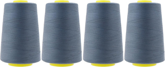 Mandala Crafts 4 Pack of Serger Threads Cones Spools - 40S/2 24000 Yards Polyester Slate Gray Threads for Sergers Machine and Overlock Quilting Sewing Machine
