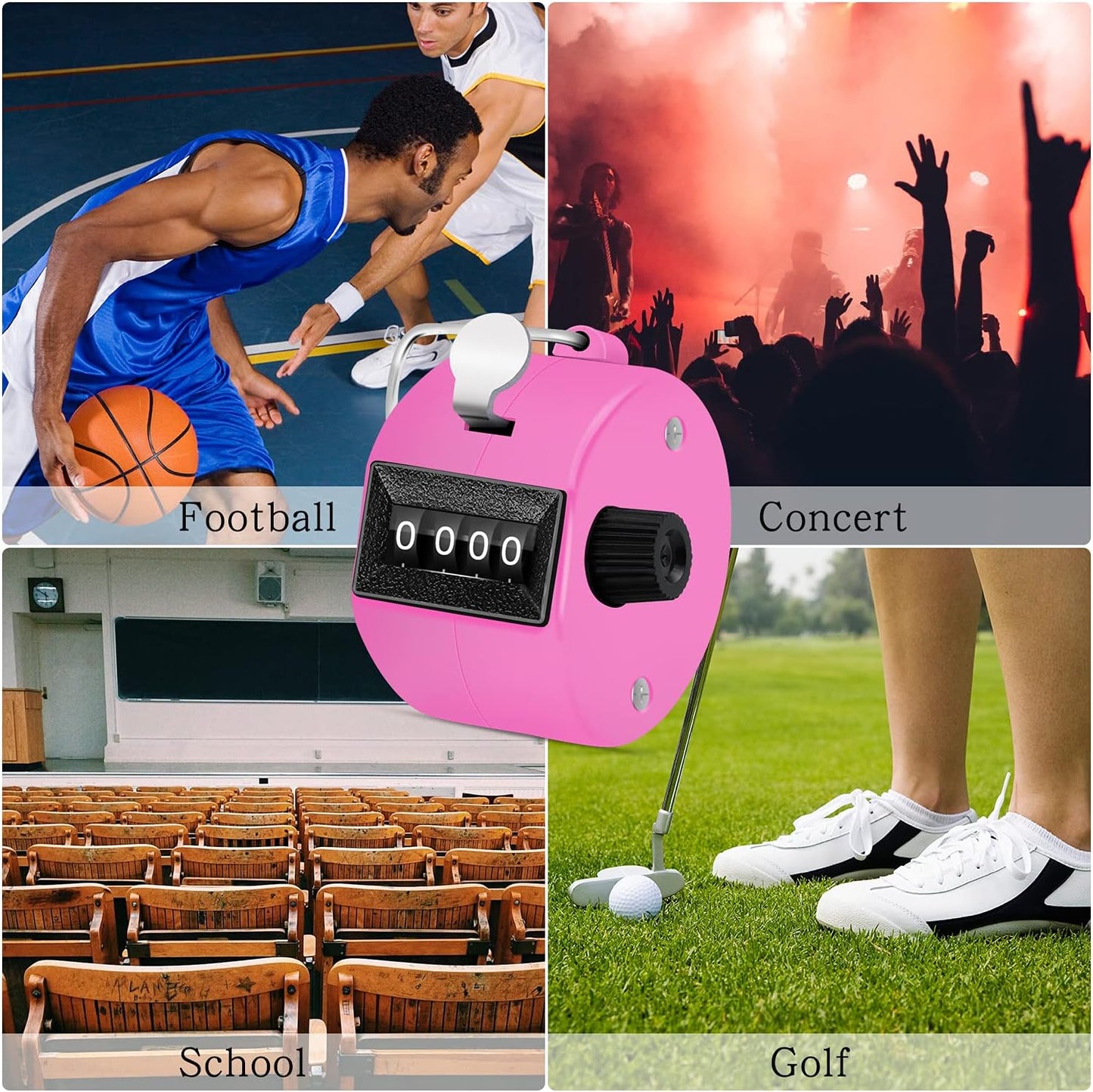 12 Pcs Hand Tally Counter 4-Digit Lap Counter Clicker, Manual Mechanical Handheld Pitch Click Counter with Finger Ring for School Golf & Knitting Row Croche