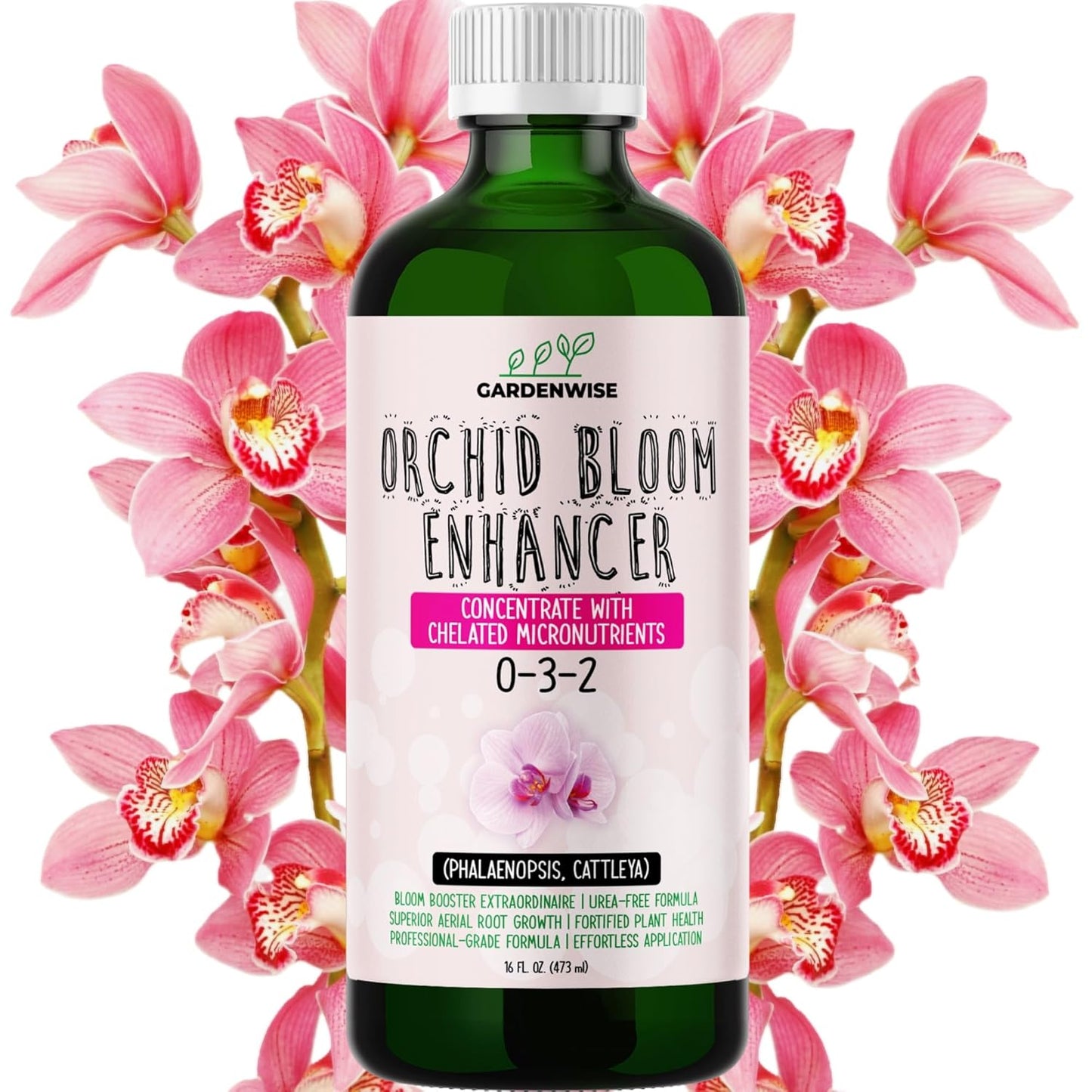 0-3-2 Giant Bloom: Orchid Bloom Enhancer - Orchid Bloom Booster - Orchid Food Fertilizer Concentrate - Chelated Nutrients for Healthy Flower & Reblooms (16 OZ)