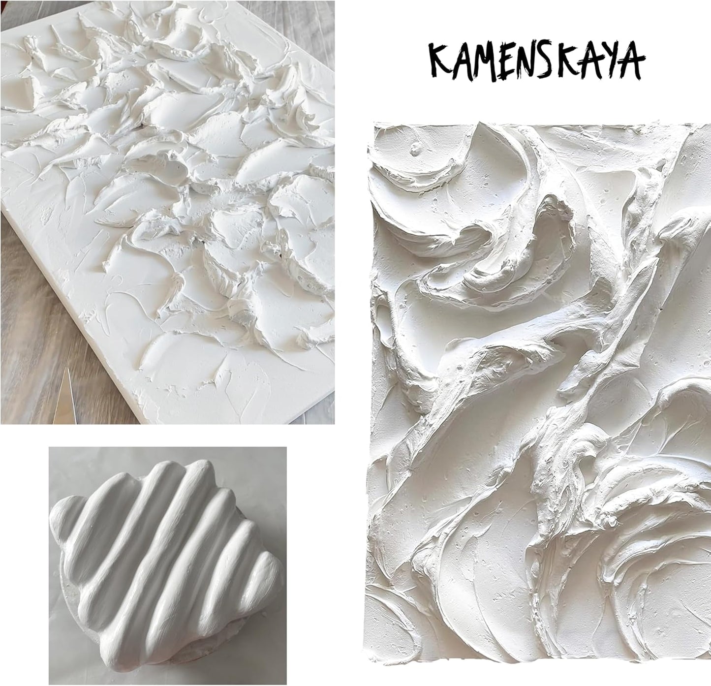 KAMENSKAYA Texture Paste - Modeling Paste Acrylic Medium - Dense White, 16.9 fl oz (500 ml)