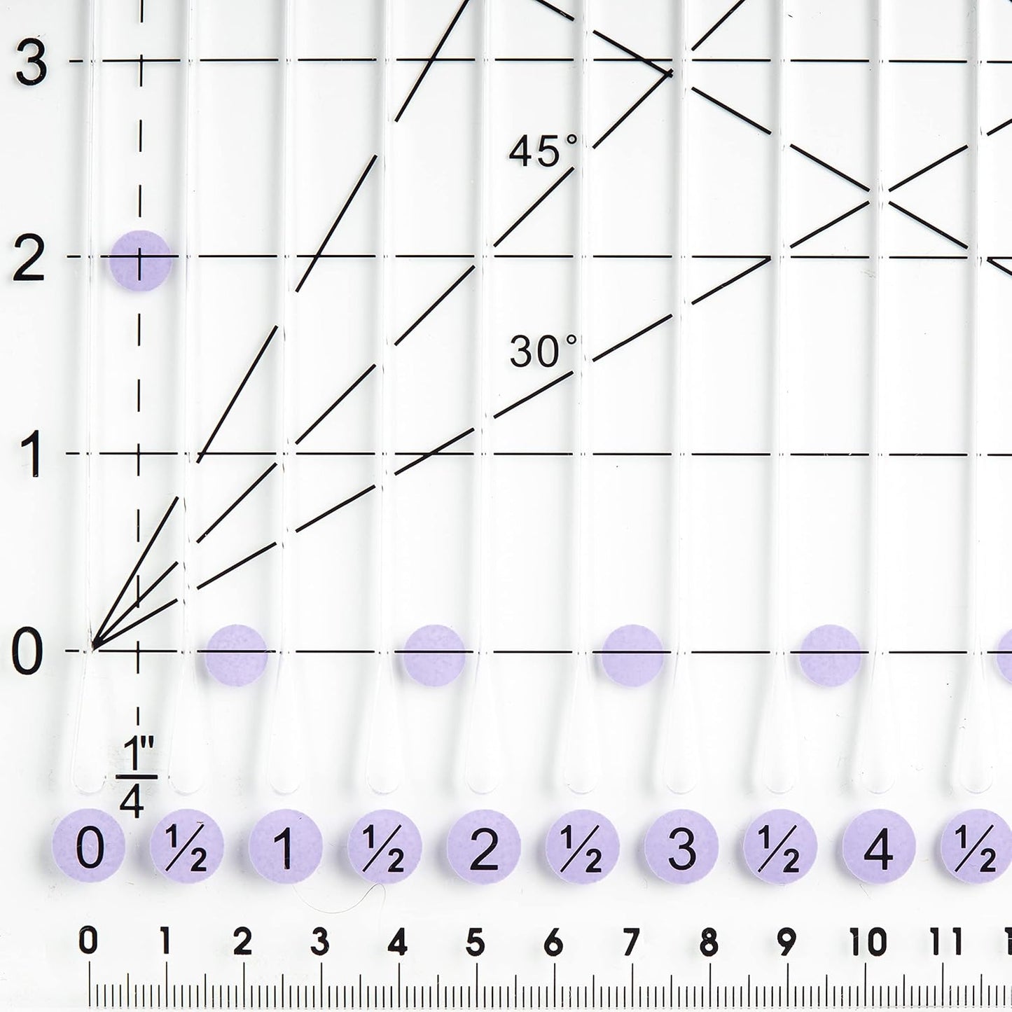 The Quilted Bear Quilting Rulers - Transparent Acrylic Non Slip Quilting, Patchwork & Sewing Ruler with Clear Black Lines & 30, 45 & 60 Degree Angles for Perfect Accuracy & Precision (Shape Ruler)