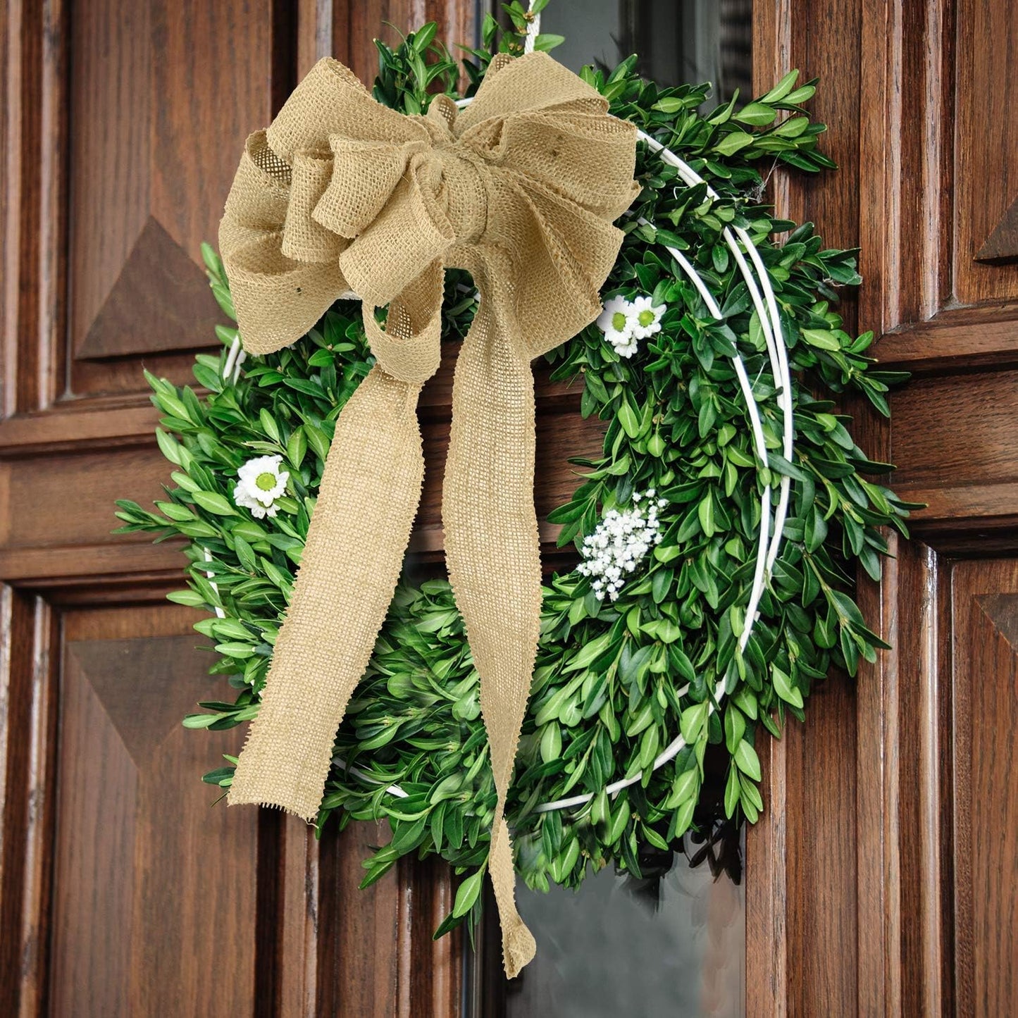 KINJOEK 2 Inch Wide 27 Yards Burlap Ribbon - Natural Jute Fabric for Christmas Wedding Gifts, DIY Crafts and Decoration