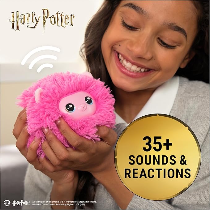 Wizarding World Harry Potter, Interactive Pygmy Puff Plush Toy Pet with Over 35 Sounds & Reactions, Kids Toys, Gifts & Stocking Stuffers for Girls & Boys