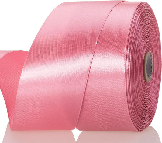 2 Inch Rose Gold Solid Satin Ribbon, 50 Yards Craft Fabric Ribbon for Gift Wrapping Floral Bouquets Wedding Party Decoration