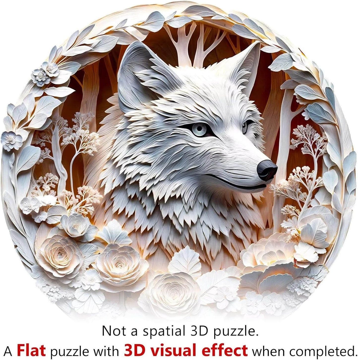 Wooden Puzzles Adults, 3D Wolf Wooden Puzzles 200 Pieces, Unique Animal Shaped Wood Challenging Jigsaw Puzzles Gifts for Adults, 11.4x11.4in