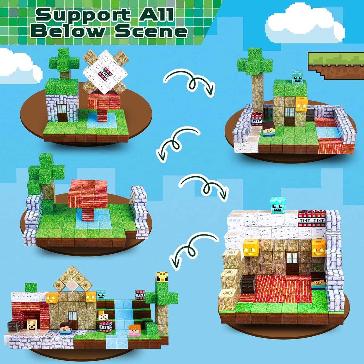 150PCS Magnetic Blocks - Magnetic Building Blocks, Magnet Cubes Toys Stacking, Build Forest World Set, STEM Montessori Sensory Toys for Kids Boys Girls Ages 3-5 6-8 Easter Birthday Gifts