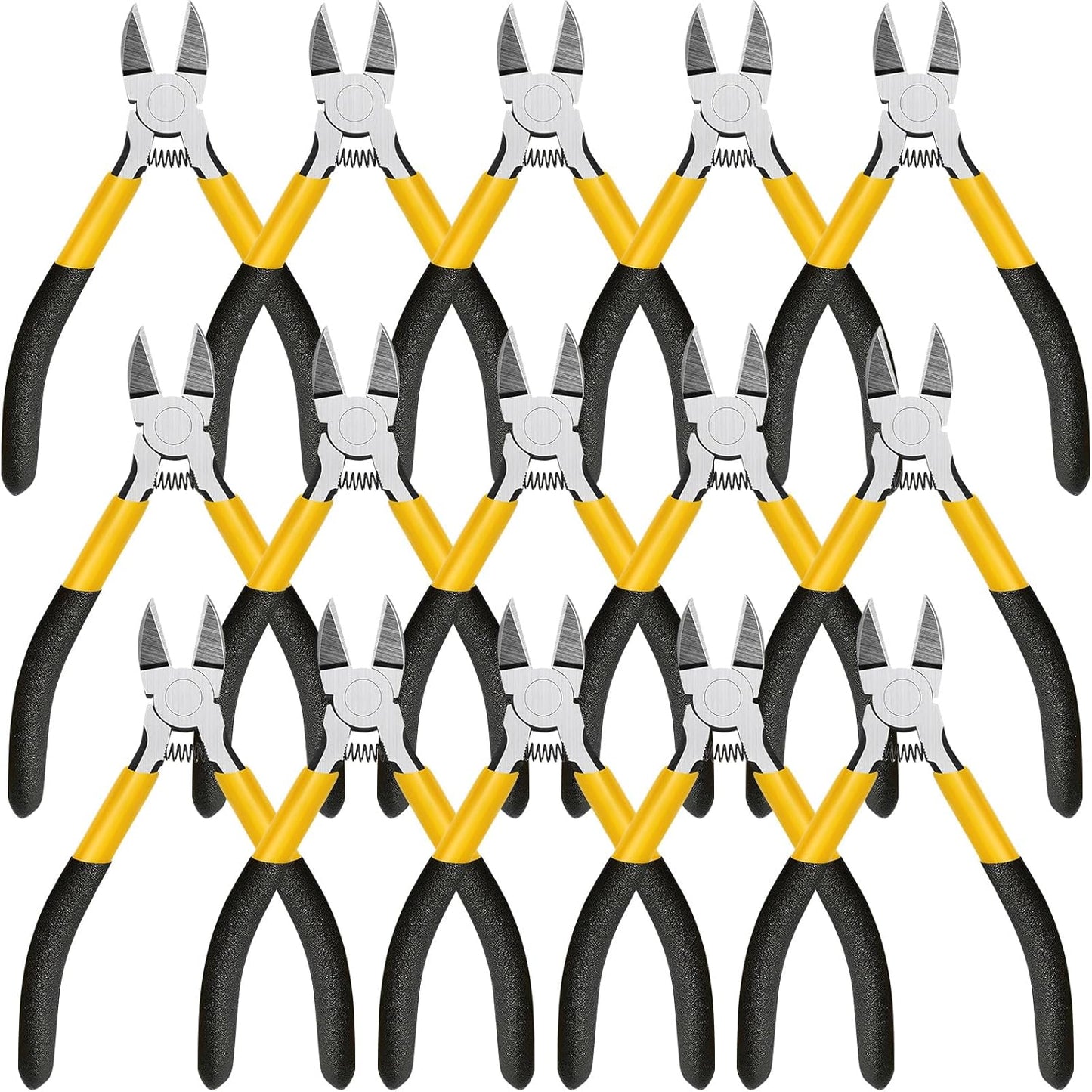 Lasnten 15 Pcs 5" Wire Cutters Precision Cutting Pliers Side Diagonal Cutters Small Wire Clippers Spring Loaded Flush Cut Snips with Nonslip Handle for DIY Jewelry Making Crafting Model Kits Zip Ties