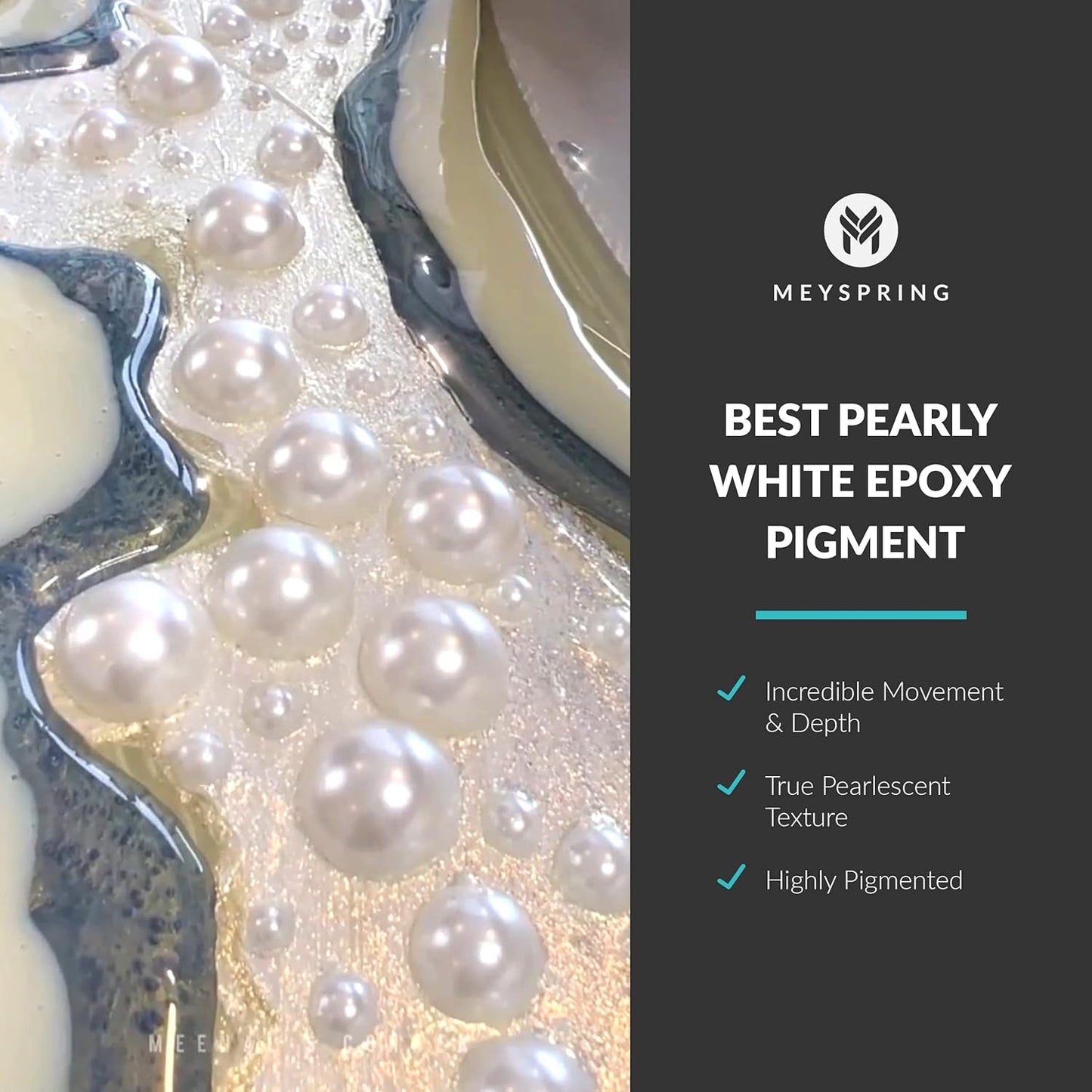 MEYSPRING White Pearl Mica Powder - 50g - White Resin Art Pigment - Mica Powder for Epoxy Resin - UV Resin Dye