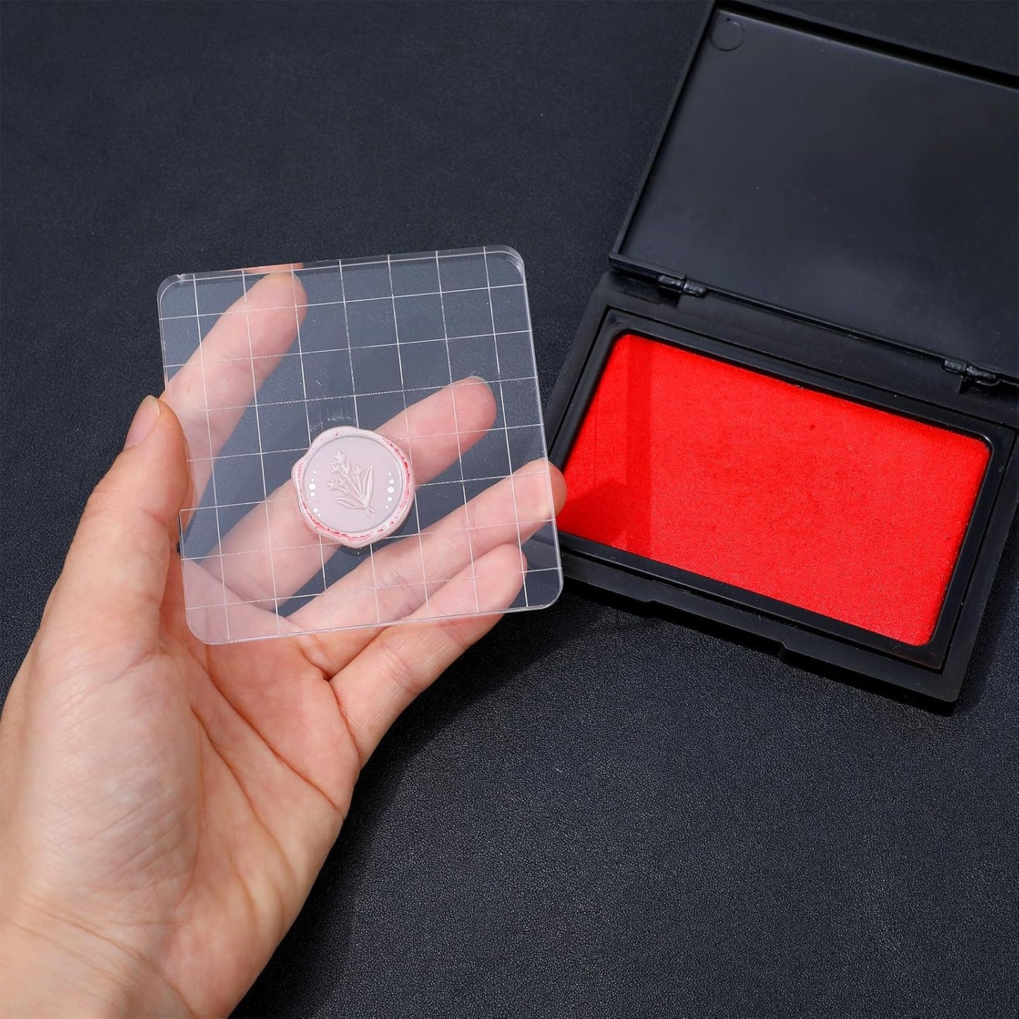 5pcs Acrylic Stamp Block, Acrylic Blocks for Stamping with Grid Lines, Assorted Sizes Stamp Block for DIY Crafts Scrapbooking Card Making Ornaments Stamping Projects