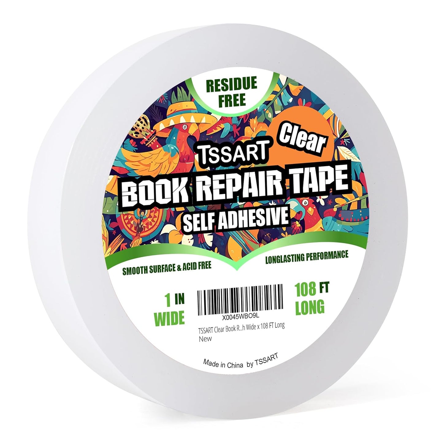 Clear Book Repair Tape - Self Adhesive Stretchable Book Tape, Essential Clear Repair Tape for Reinforcing Protecting, and Covering Mending Books Old Books - 1 Inch Wide x 108 FT Long