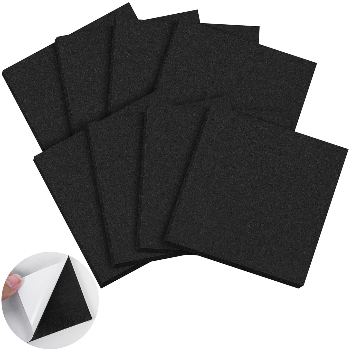 ToLanbbt 8 PCS Adhesive Foam Padding Sheets Closed Cell Neoprene Foam Sheet 1/2" Thick, 6" x 6" Self Stick Insulation Anti Vibration Pads Anti-Slip for Furniture, Cars, Speakers, DIY