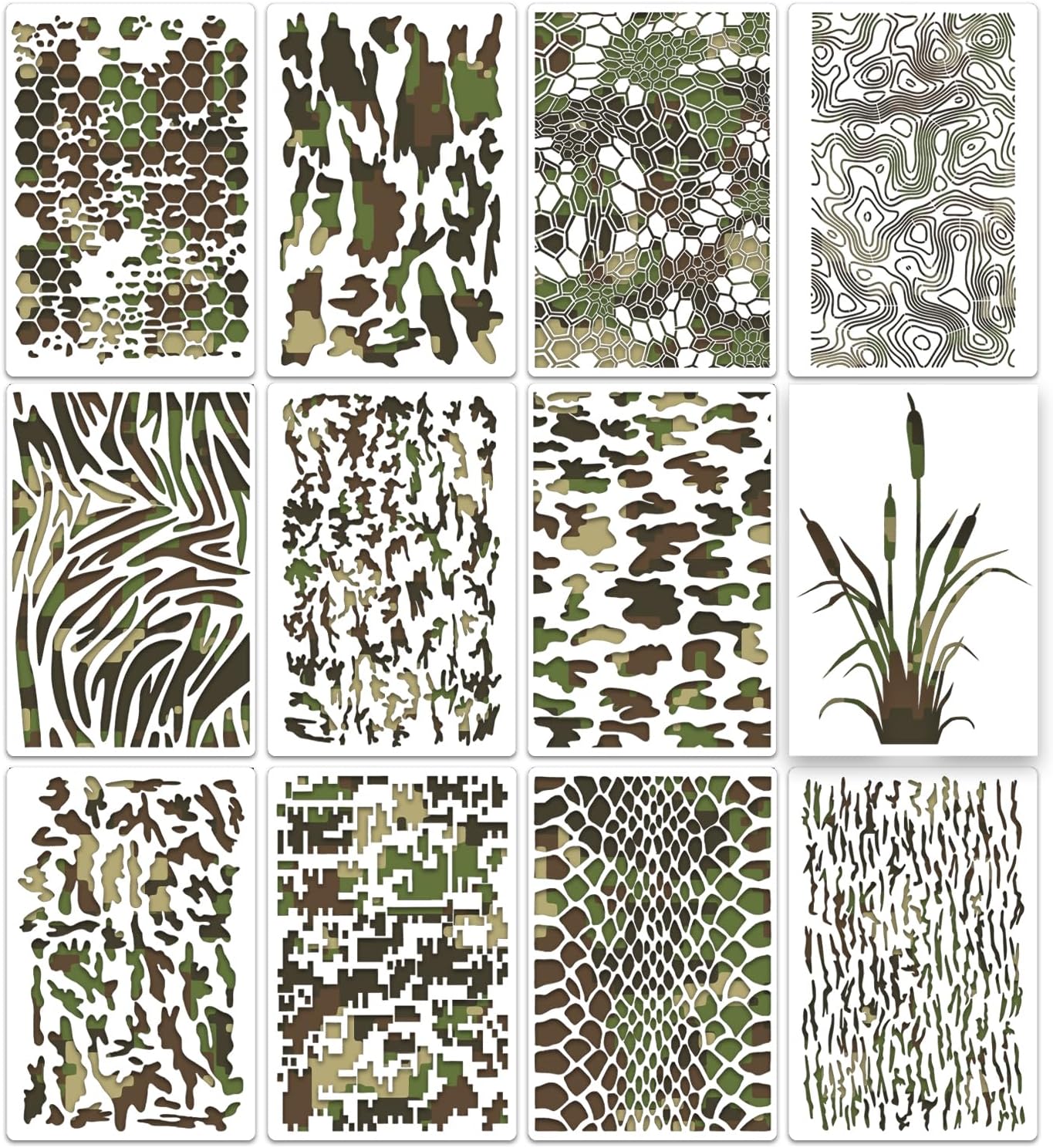 Camo Stencil 12inch Large Camouflage Stencils for Spray Paint Reusable Digital Camo Pattern Stencil for Wall Boat Wood Canvas Fabric