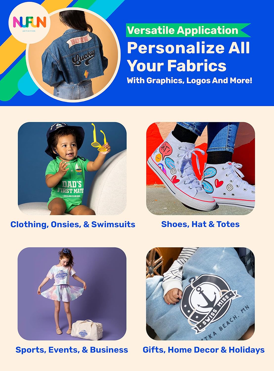 NuFun Activities Printable Iron-on Heat Transfer Paper for T Shirts, Dark Fabrics, 500 Sheets 8.5 x 11 inch, Long Lasting, Durable, Professional Quality, Easy DIY, Non-Toxic, Made In the USA