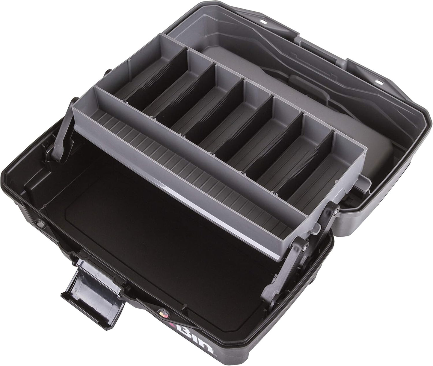 ArtBin 6891AG 1-Tray Art Supply Box, Portable Art & Craft Organizer with Lift-Up Tray, [1] Plastic Storage Case, Gray/Black