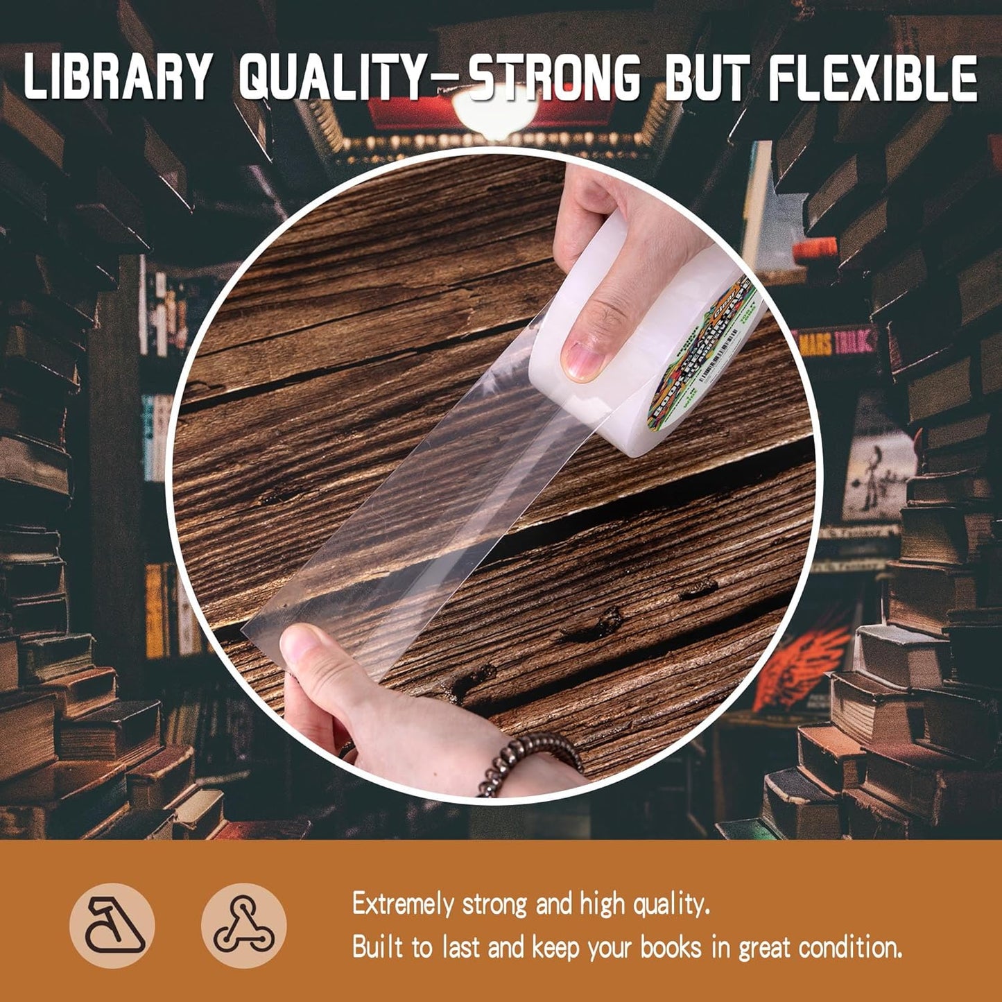 Clear Book Repair Tape - Self Adhesive Stretchable Book Tape, Essential Clear Repair Tape for Reinforcing Protecting, and Covering Mending Books Old Books - 1 Inch Wide x 108 FT Long