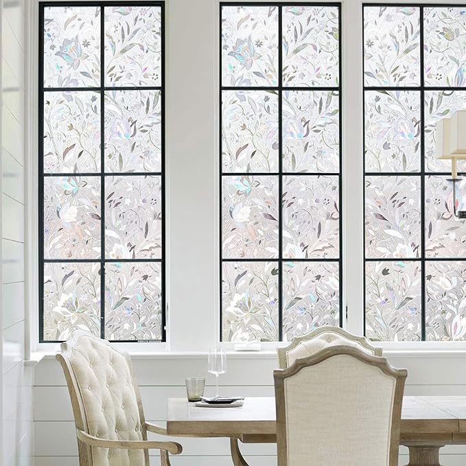Kromapolis Window Film, Window Privacy Film, Vinyl Glass Covering, Stained Glass Decorative Film, Window Film Privacy Frosted, Static Window Clings, Non-Adhesive, No-Glue (11.8 x 157.4inch)
