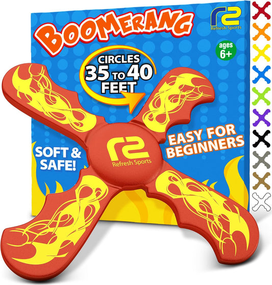 Boomerang for Kids - It Really Does Fly Back - Fun & Easy to Use Gifts for Boys & Girls - Best Toys for Ages 8-13 Gift Idea - Soft Foam Design Stocking Stuffers for Kids 6 7 8 9 10+ Year Old Boy Gifts