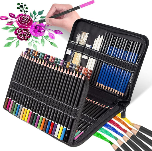 Drawing Kit,98PCS Drawing & Art Supplies Kit-Include Graphite Sketch Pencils,Colored Pencils,Charcoal Pencils Art Set and Portable Case,Ideal for Adults,Teens,Artists and Hobbyists