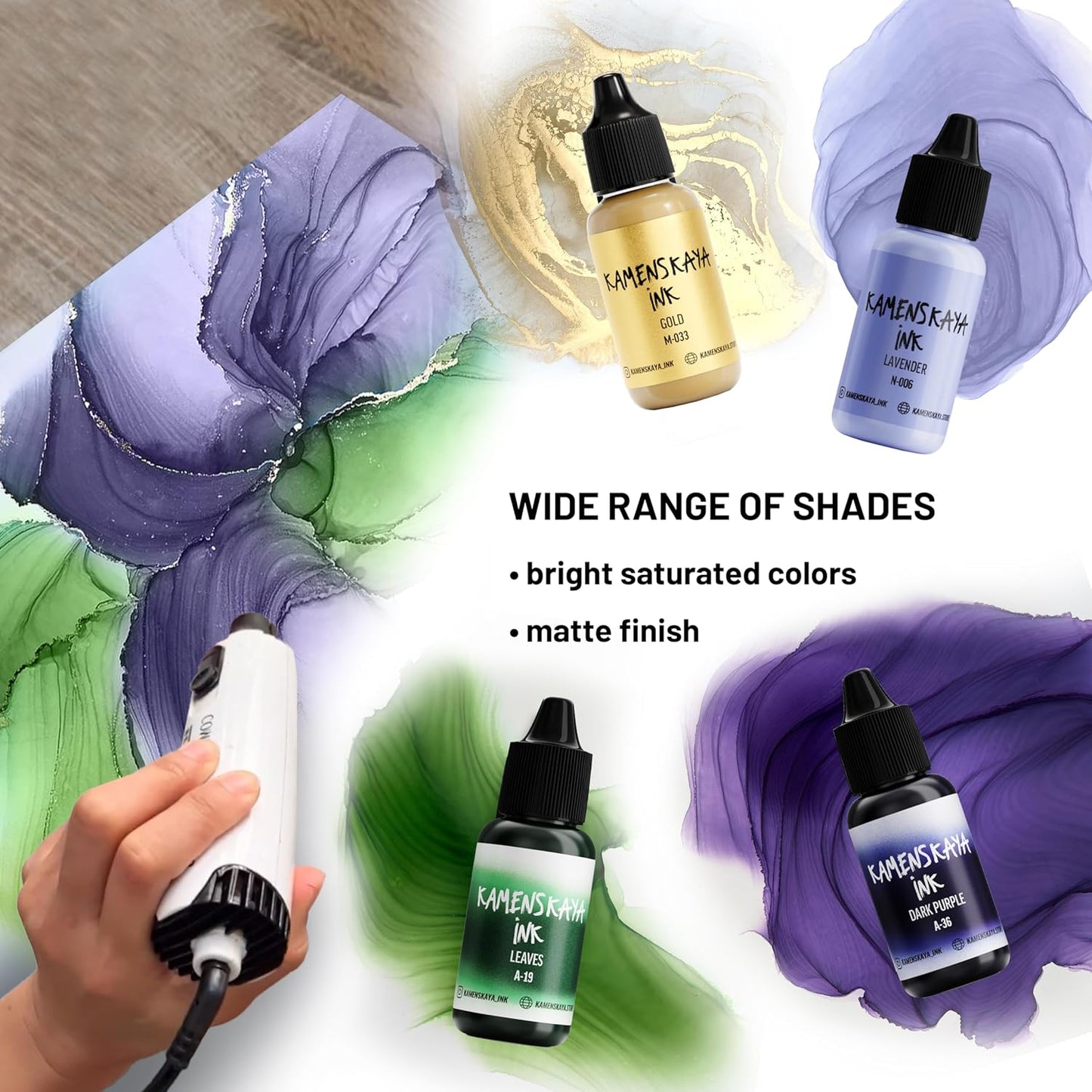 Alcohol Inks for Artists: Alcohol Ink Set #24, 4 pcs. 0.51 fl oz (15 ml) Each