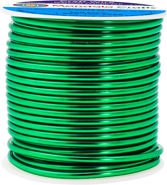 Mandala Crafts 12 Gauge Anodized Aluminum Craft Wire for Jewelry Making - 60 FT Colored Flexible Kelly Green Wire - Bendable for Bonsai Armature Crafting Sculpting