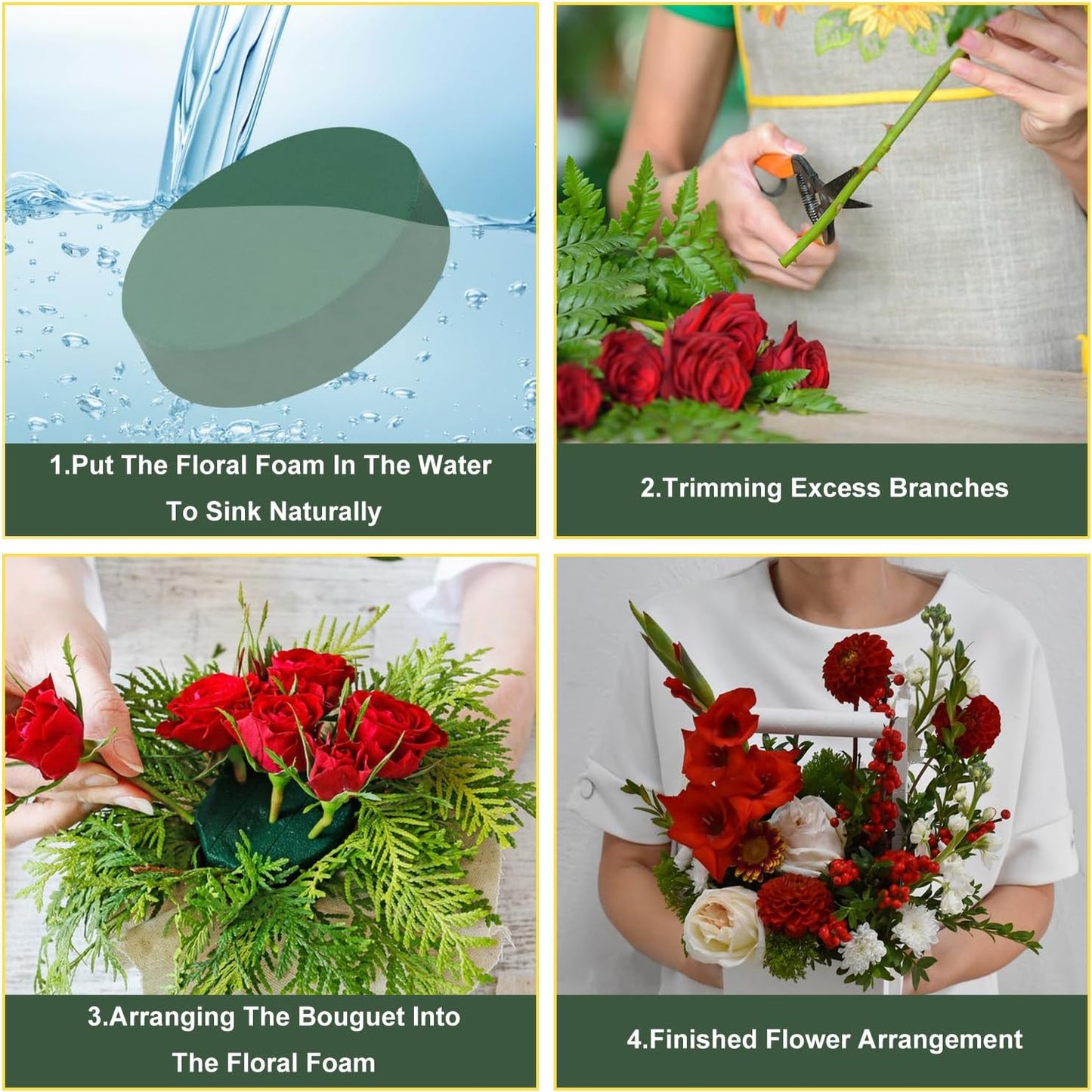 IHDYPPEW 10 PCS Floral Foam Blocks, 7 Inch Large Dry Round Green Floral Foam for Flower Arrangements, Perfect for Crafting, Floral Arranging, Weddings and Floral Creation