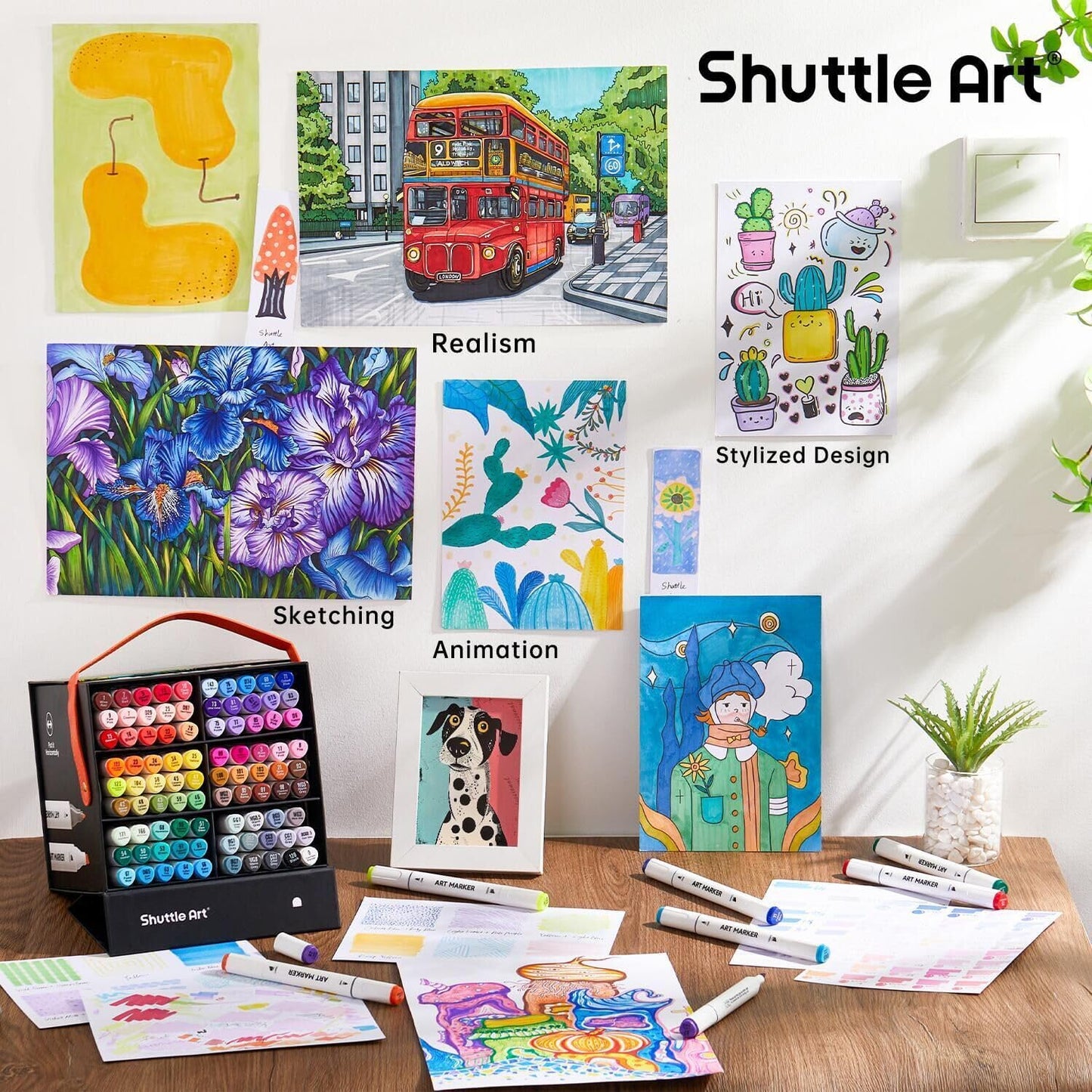 Shuttle Art 89 Colors Alcohol Markers, 88 Colors Dual Tip Art Marker Set Plus 1 Colorless Blender with Marker Case Perfect for Illustration Students Adult Coloring Sketching