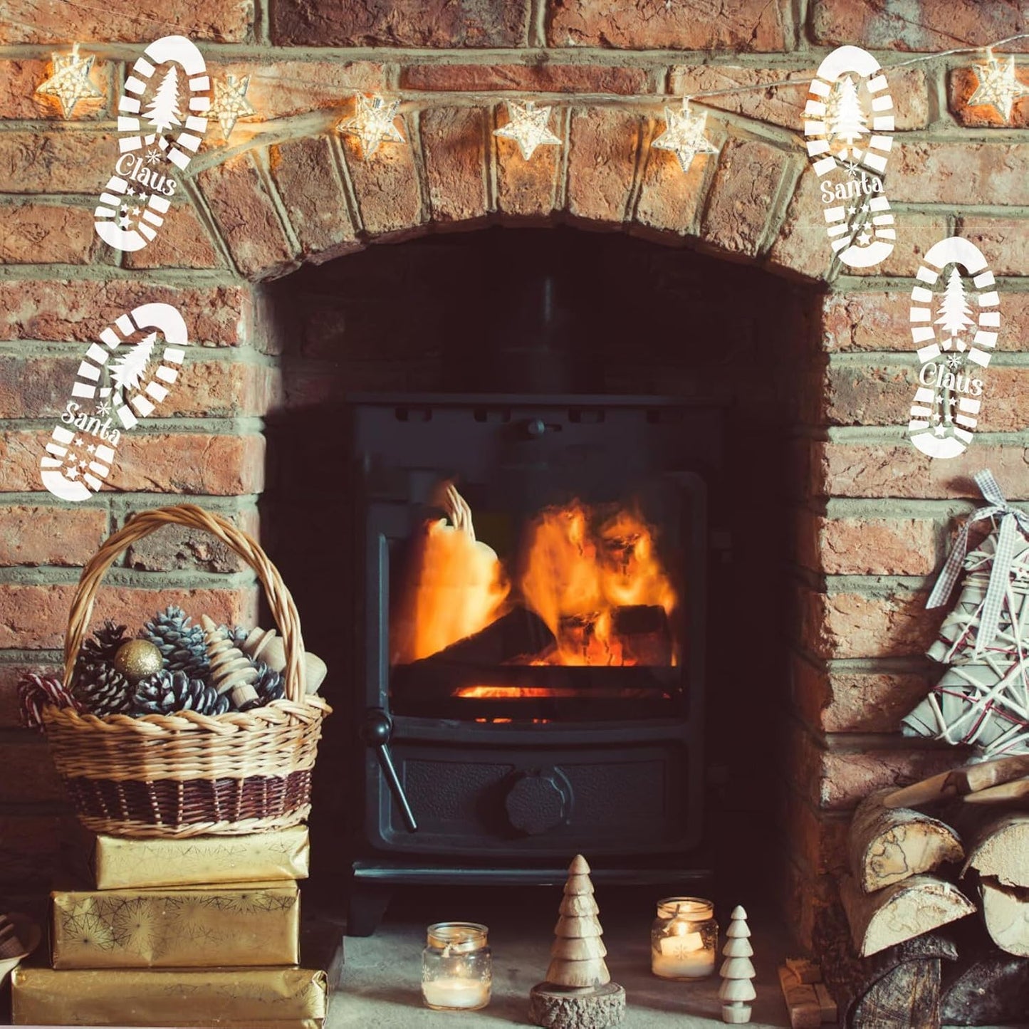 Christmas Stencils for Crafts Reusable 12” Santa Footprint Stencil Holiday Stencils for Floor Porch Wood Sign Decor