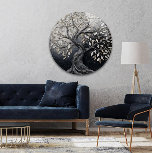 My Photostation.com 31.5''(80cm) Diameter Twilight Tree of Life Round Glass Wall Art Tempered Glass Printing Wall Decor Large Wall Art Wall Hangings