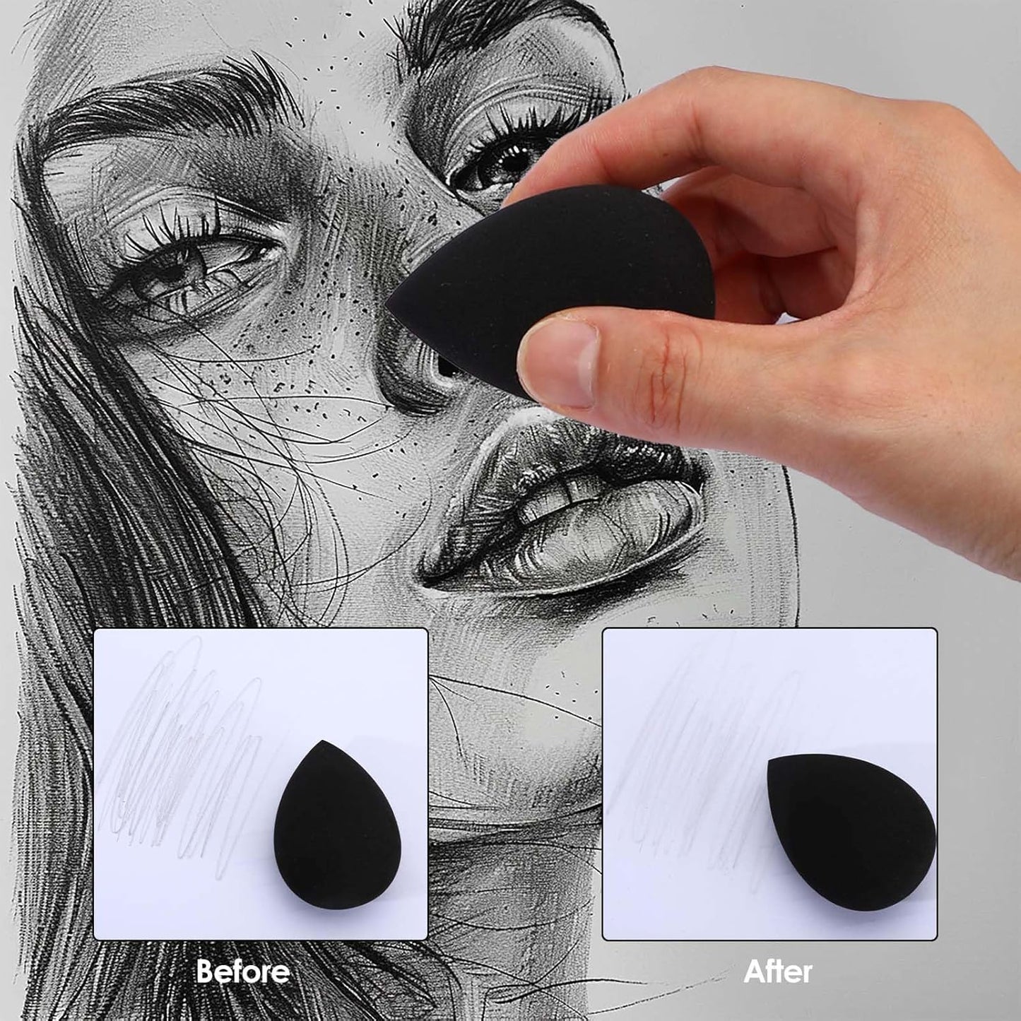 43 Pcs Blending Stumps for Drawing Tortillions Blending Sticks Paper Art Blenders Sketch Drawing Tools with Wipe Scrapers Rub Sponge Kneaded Eraser for Charcoal Sketching Shading