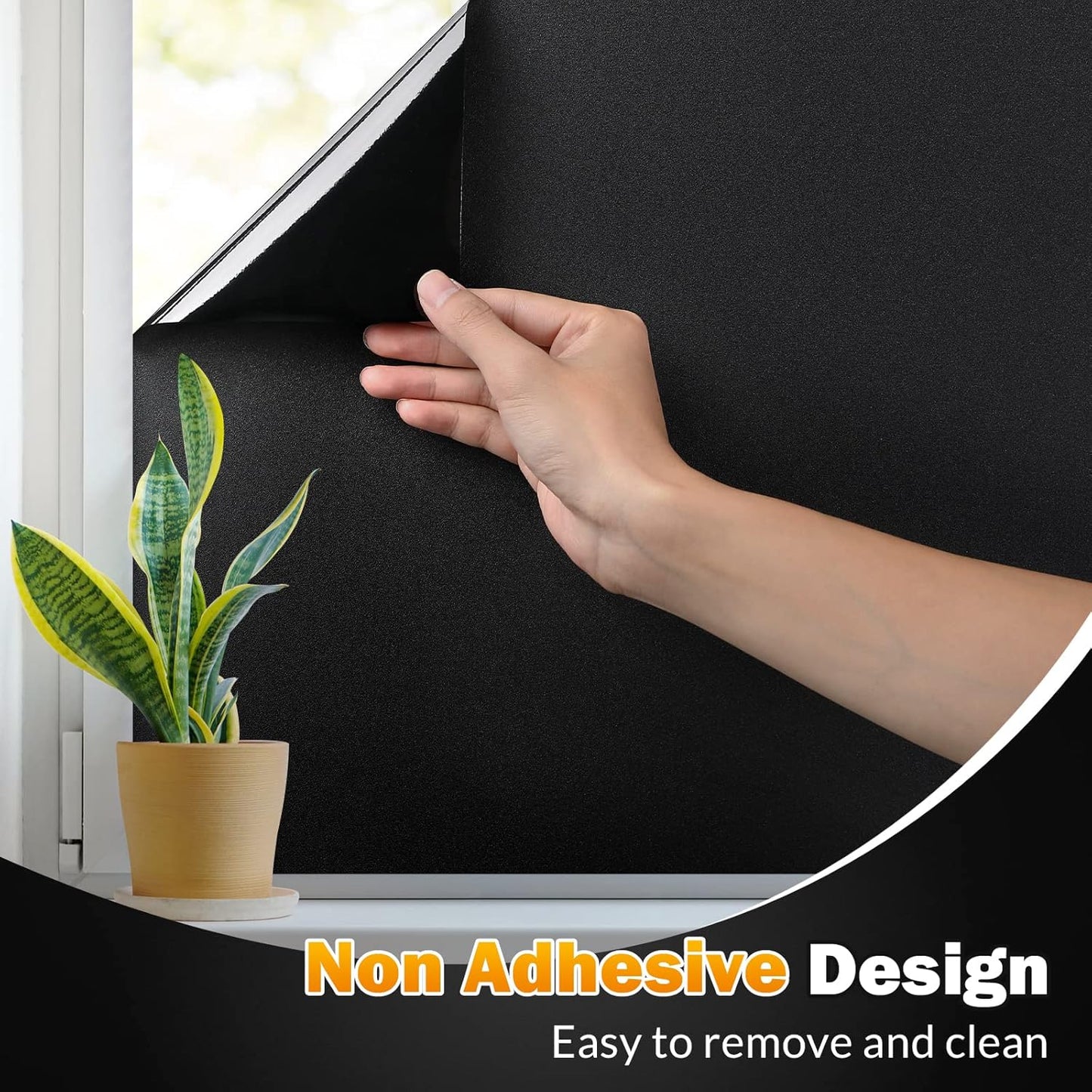 rabbitgoo Blackout Window Film, Sun Heat Blocking Privacy Cover for Glass, Removable Opaque Room Darkening Dark Black Out Window Covers Tint Shades for Home Day Sleep Light Blocker 29.5 x 157 Inches