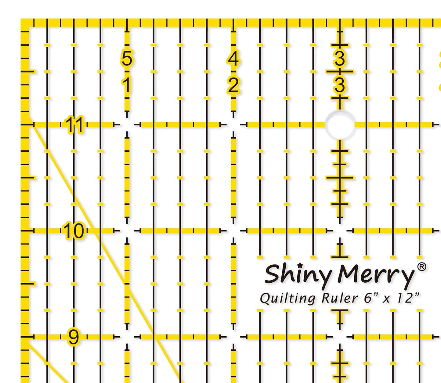 Quilting Ruler 6"x12",Non-Slip Clear Acrylic Sewing Ruler with Easy-to-Read Grid,Yellow & Black Grid Design,Perfect for Fabric,Patchwork,Cutting & Sewing Crafts,Durable Tool for Quilting