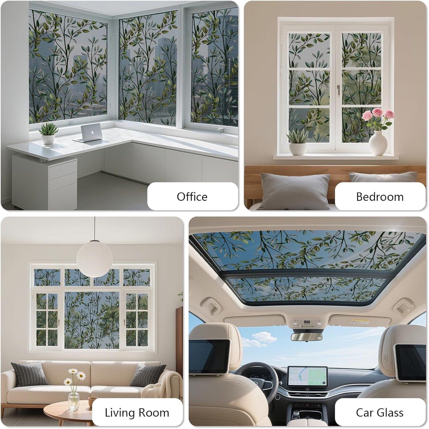 NINETREX One Way Window Privacy Film, Daytime Privacy Static Cling Sun Blocking Anti UV Reflective Window Tint for Home and Office 23.6 x 78.7 inches, Black Silver Leaf