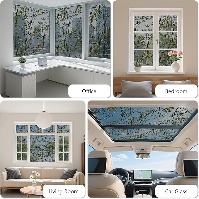 NINETREX One Way Window Privacy Film, Daytime Privacy Static Cling Sun Blocking Anti UV Reflective Window Tint for Home and Office 35.4 x 78.7 inches, Black Silver Leaf