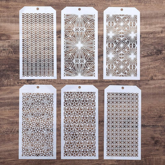 DIY Decorative Stencil Template for Scrapbooking Painting on Wall Furniture Crafts,Set of 6 (Seamless Geoemtry)