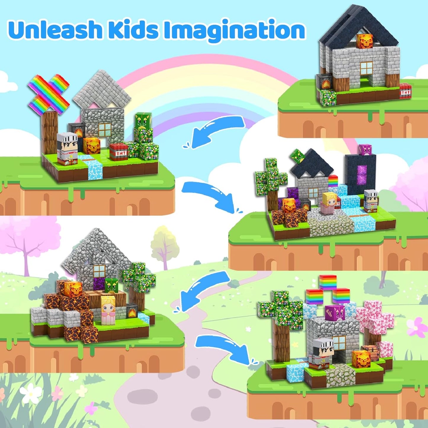 150PCS Magnetic Blocks, Magnetic Building Blocks, Magnet Blocks for Kids Age 3-5 4-8 8-12, STEM Sensory Educational Magnet Stacking Toys Boys Girls Gifts