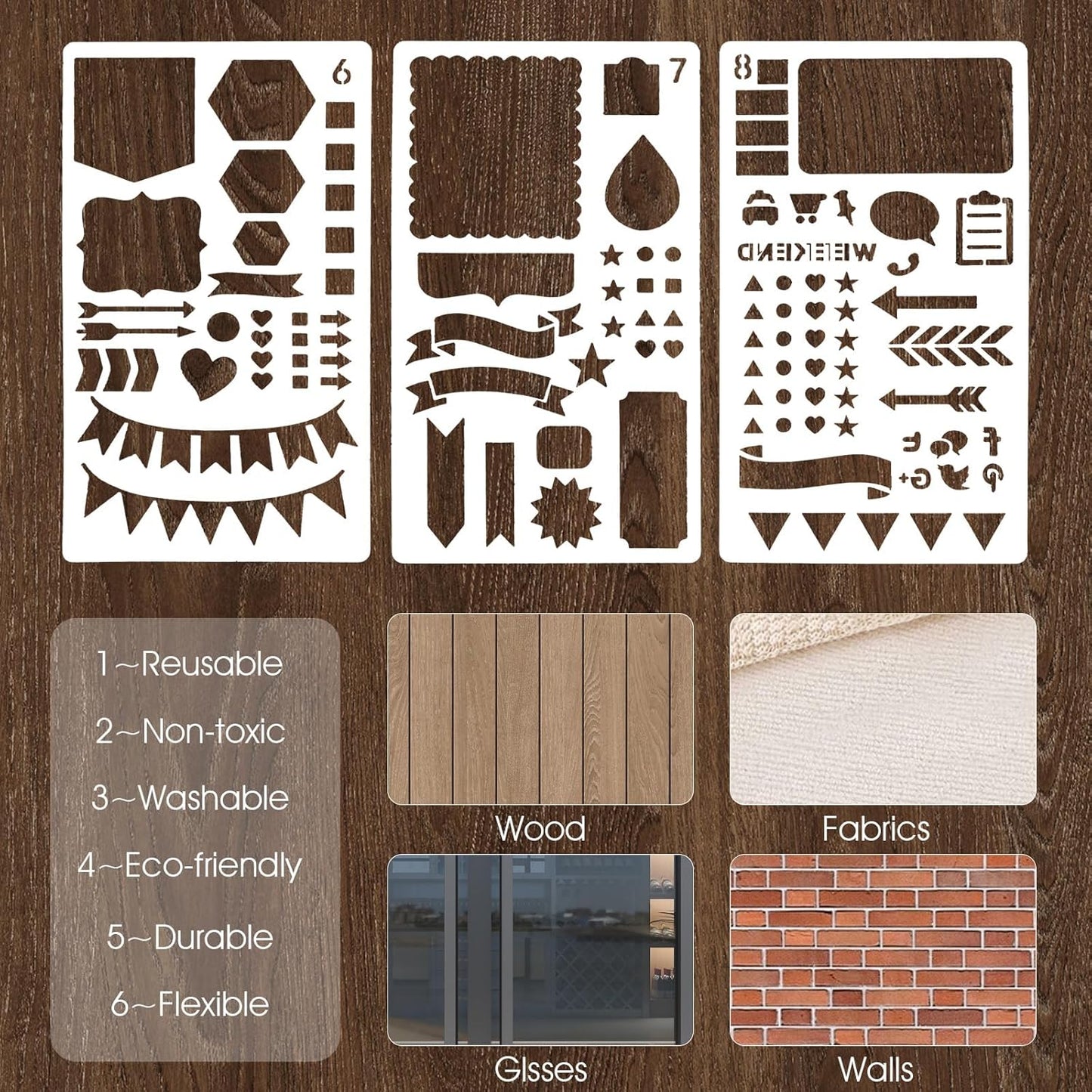20Pcs Journal Stencils Set, Plastic Planner Journaling Stencils, DIY Drawing Templates Accessories Kit for Notebook Cards Scrapbook, Reusable Productivity Journals Supplies