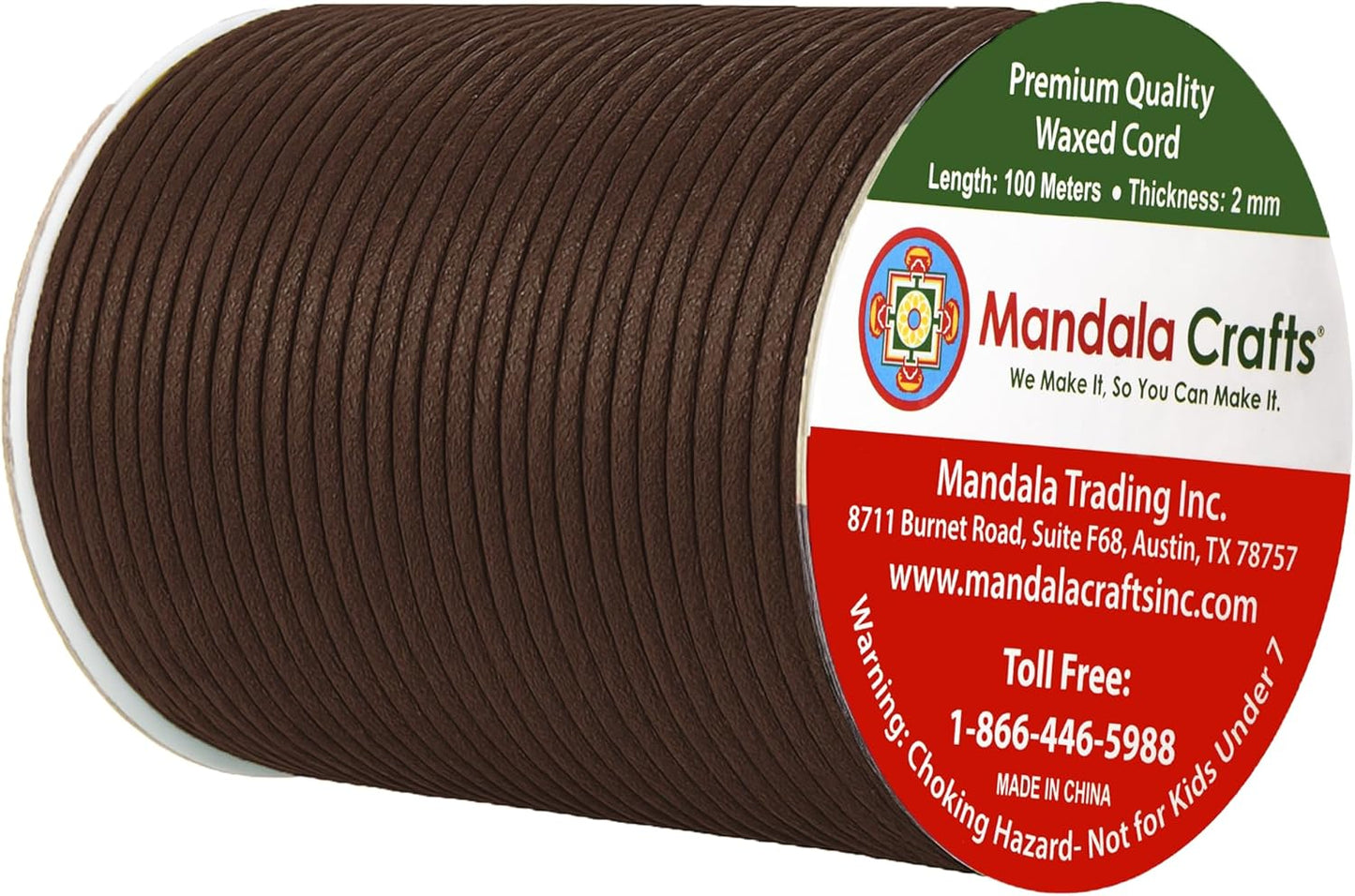 Mandala Crafts 2mm 109 Yards Bistre Brown Cotton Waxed Cord for Jewelry Making Bracelet Cord Waxed String - Beading String Thread Jewelry Cords for Necklaces String