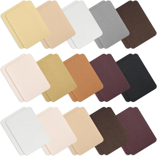 Tatuo 30 Pieces Iron on Patches for Clothing Repair Fabric Patches Iron on for Denim Jean Repair Decorating Kit Canvas Fabric for Puffer Down Jacket(Regular Color)