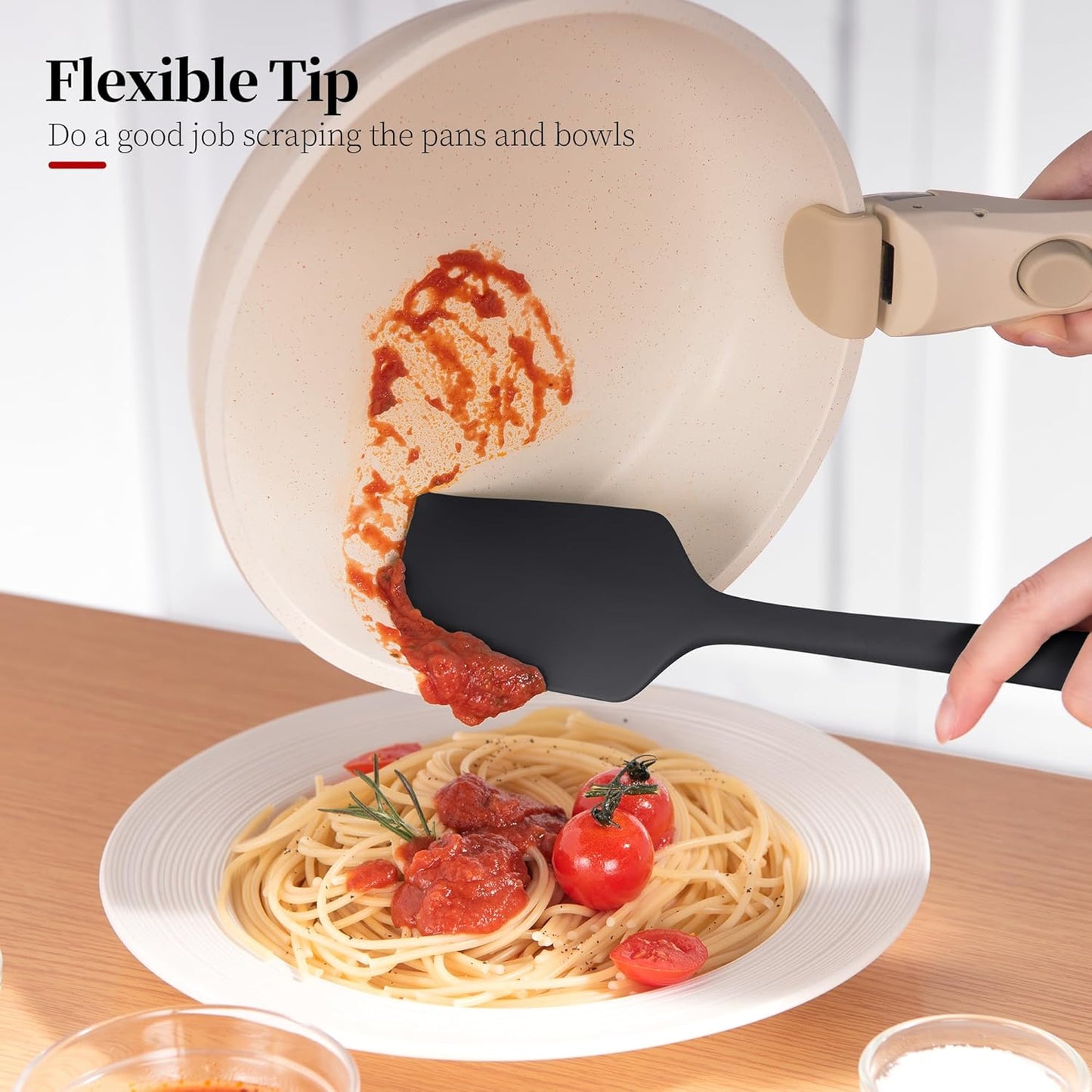 Heat Resistant Silicone Spatula Set of 3, Luxiwise 600ºF High Temp Baking Scraper Cooking Utensils Non-Stick BPA-Free for Seamless Mixing, Folding, Scraping with Rubber Kitchen Essentials (Black)