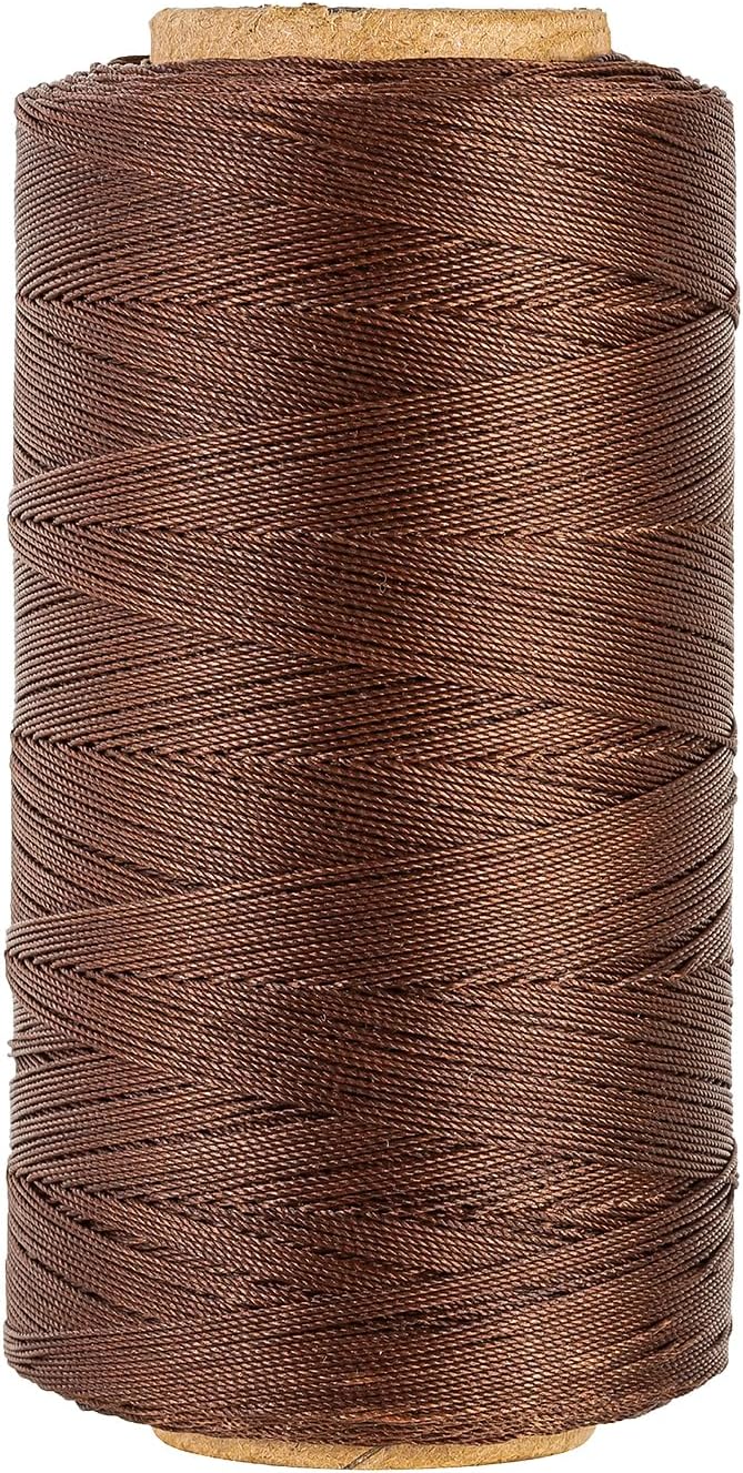 Thin Wax Polyester Thread, 0.45mm, 547 Yards, 3 Ply Round Waxed Cord Strings for Sewing, Beading, Binding, Micro Braiding, Fine Leather Craft and Micro Macrame Jewelry - Deep Coffee