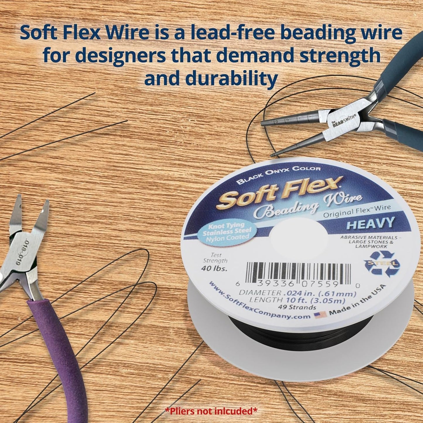 Soft Flex 49 Strand Beading Wire - Heavy 0.24 Diameter - 10 Feet Nylon Design Wire