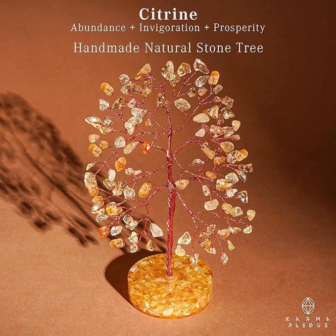 Crystal Tree for Home and Office Decor, Citrine Chakra Healing Stones Handmade Feng Shui Bonsai Tree of Life for Positive Energy, Money, Good Luck, Christmas Decor, Birthday Gifts for Women, Mom