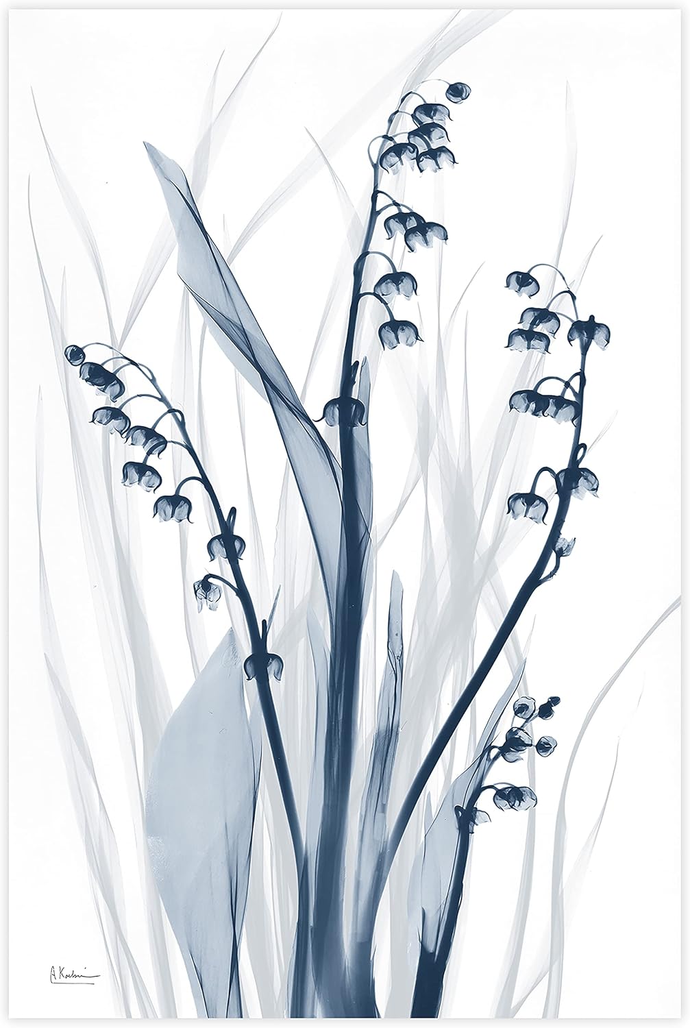 Empire Art Direct Frameless Free Floating Tempered Glass Panel Graphic Wall Art Ready to Hang, 32" x 48", Radiant Blues 2, Blue Flower