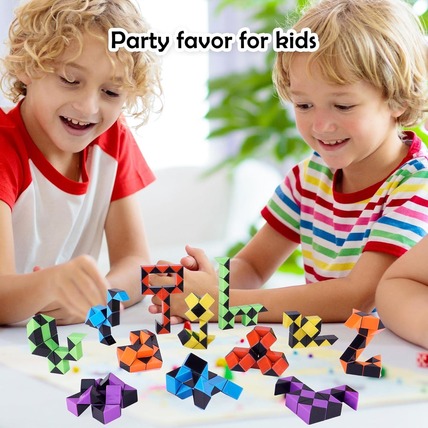 Ganowo 18 Pack Fidget Snake Cube Mini Twist Puzzle for Kids Stocking Stuffer, Birthday Party Favors, Goodie Bags Fillers, Classroom Rewards, Black