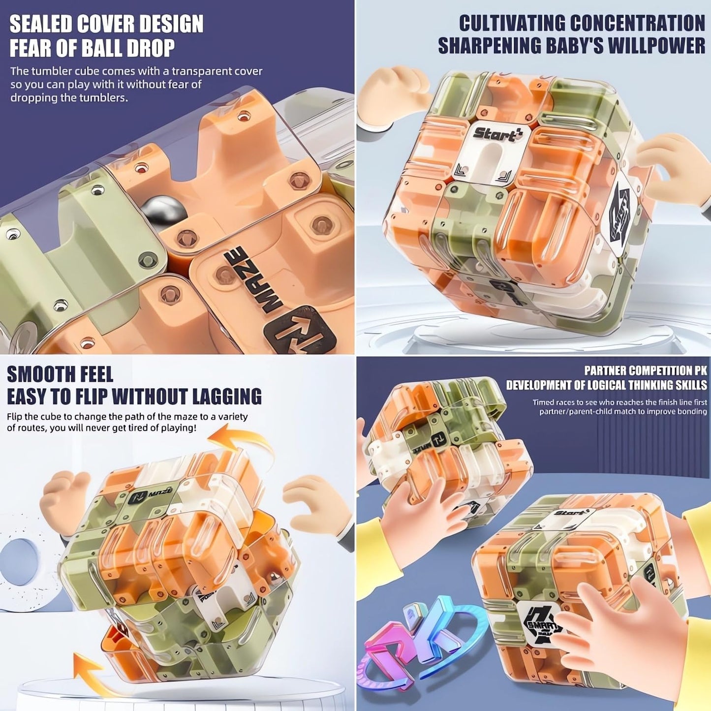 Large 3D Puzzle Maze Cube - Engaging Brain Teaser Toy, High Difficulty 3D Maze Cube & Ball, Stress Relief & Logic Development Puzzle, Spatial Awareness Brain Training Toy Educational Gift (1 PC)